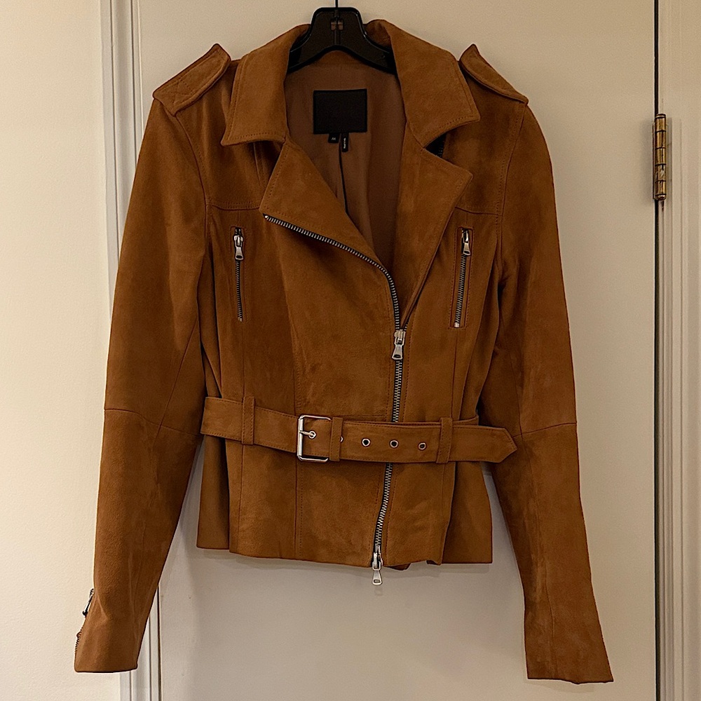 Paige Dannie Toffee Suede Women's Moto Jacket Size M